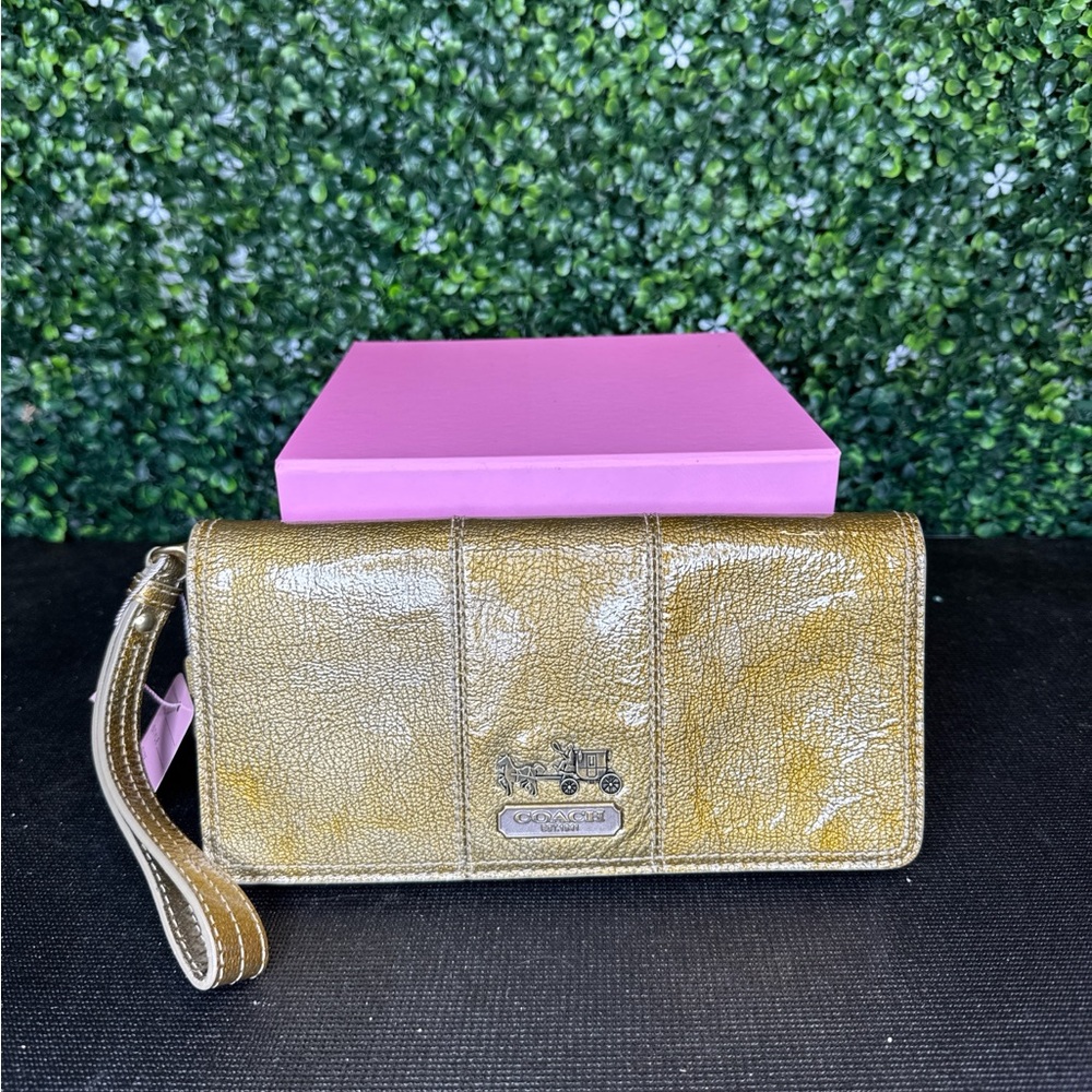 Clutch Coach bag metallic shiny gold and silver clutch